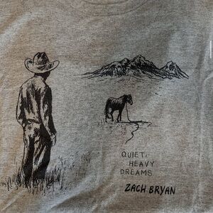 Zach Bryan Gray Graphic Tee with Cowboy and Horse Design